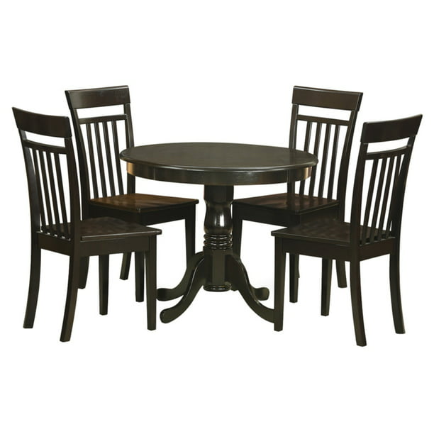 5 Piece Pedestal Round Dining Table Set, Round Wood Pedestal Dining Table Set