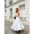thumbnail image 6 of White Elegant Square Neck Spaghetti Strap A-Line Maxi Dress For Evening Party Wedding Spring Summer, 6 of 8