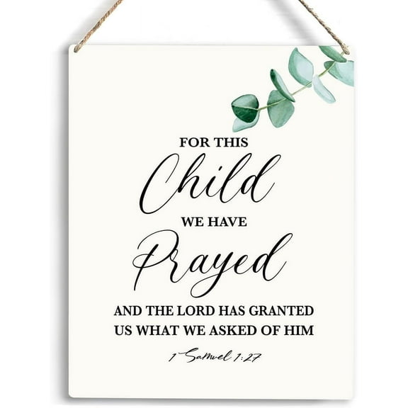 Nursery Decor for Girls Boys Baby Girl Room Decor for Nursery Christian Nursery Wall Art This Child I Have Prayed Wooden Hanging Sign Bible Verse Wall Art Sign for Kids Home 8x10 Inch
