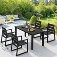 thumbnail image 4 of Dycanpo 6-Person Outdoor Dining Table, Weather-Resistant Rectangle Patio Table, 60x32x30in, Black, 4 of 11
