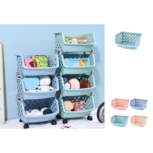 Storage Basket Multifunctional High Capacity Stackable Hollow-out Fruit Vegetable Organizer for Kitchen
