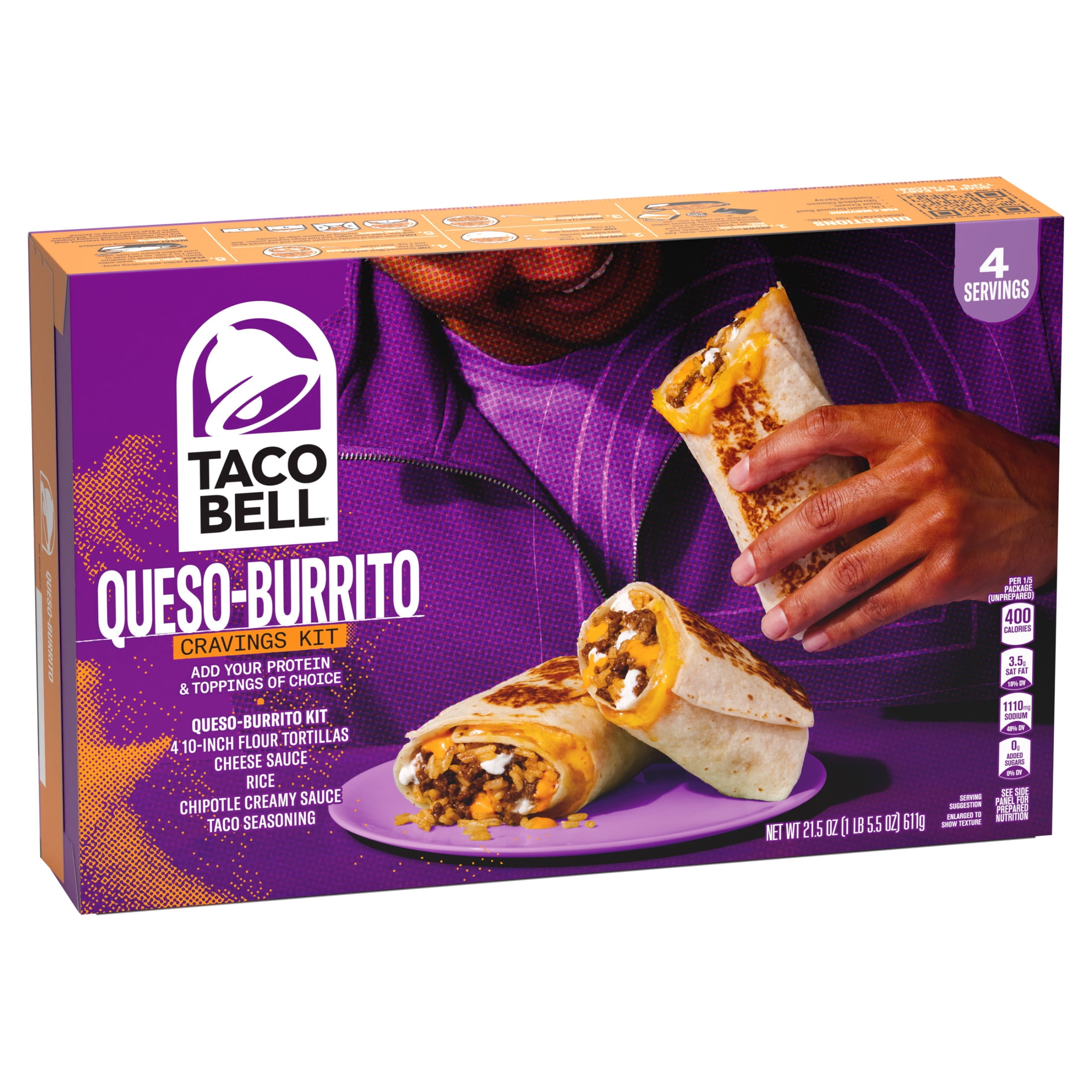 (3 pack) Taco Bell Queso-Burrito Cravings Kit, 21.5 oz Box