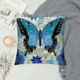 thumbnail image 2 of Nawypu  Easter Blue Butterfly Figure Embellished with Orchid Artistic Leaves Graphic, Decorative Square Accent Pillow Case, Light Blue Dark Blue Gold, 2 of 5