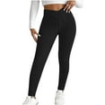 thumbnail image 4 of CheerKidz Active Leggings for Women's Solid Color Slim Fashionable Casual Striped Thread Tight Pants Bodybuilding Pants Workout Yoga Pants(Black,S), 4 of 4