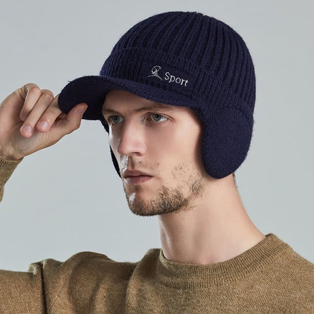 Winter Beanie w/Visor & Earflaps for Men Outdoor Winter Knitted Winter Beanie w/Visor & Earflaps for Men Outdoor Winter Knitted