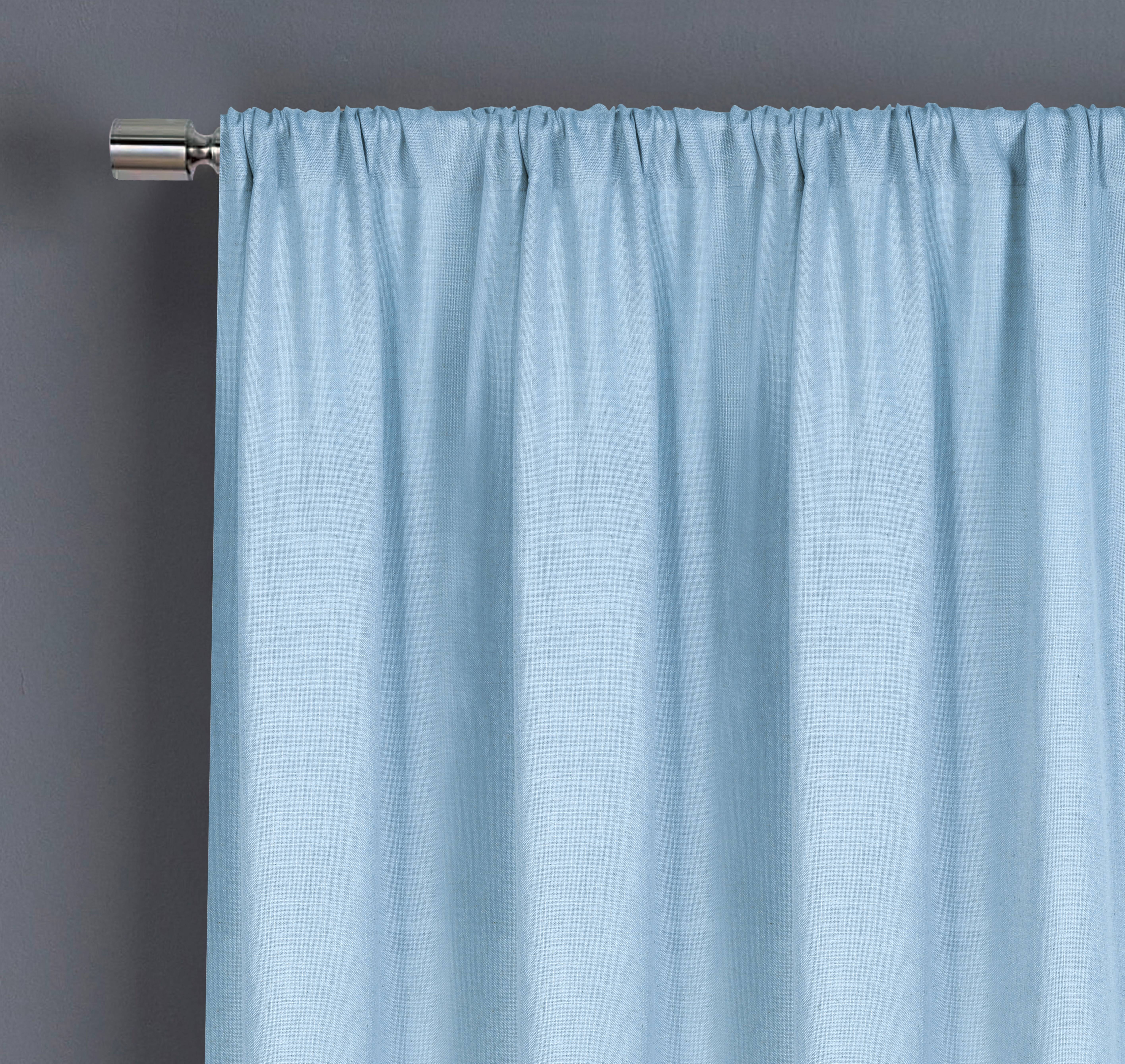 Better Homes & Gardens Linen Blend Rod Pocket Curtain Panel, Single Panel, Blue Water, 50 in W x 84 in L