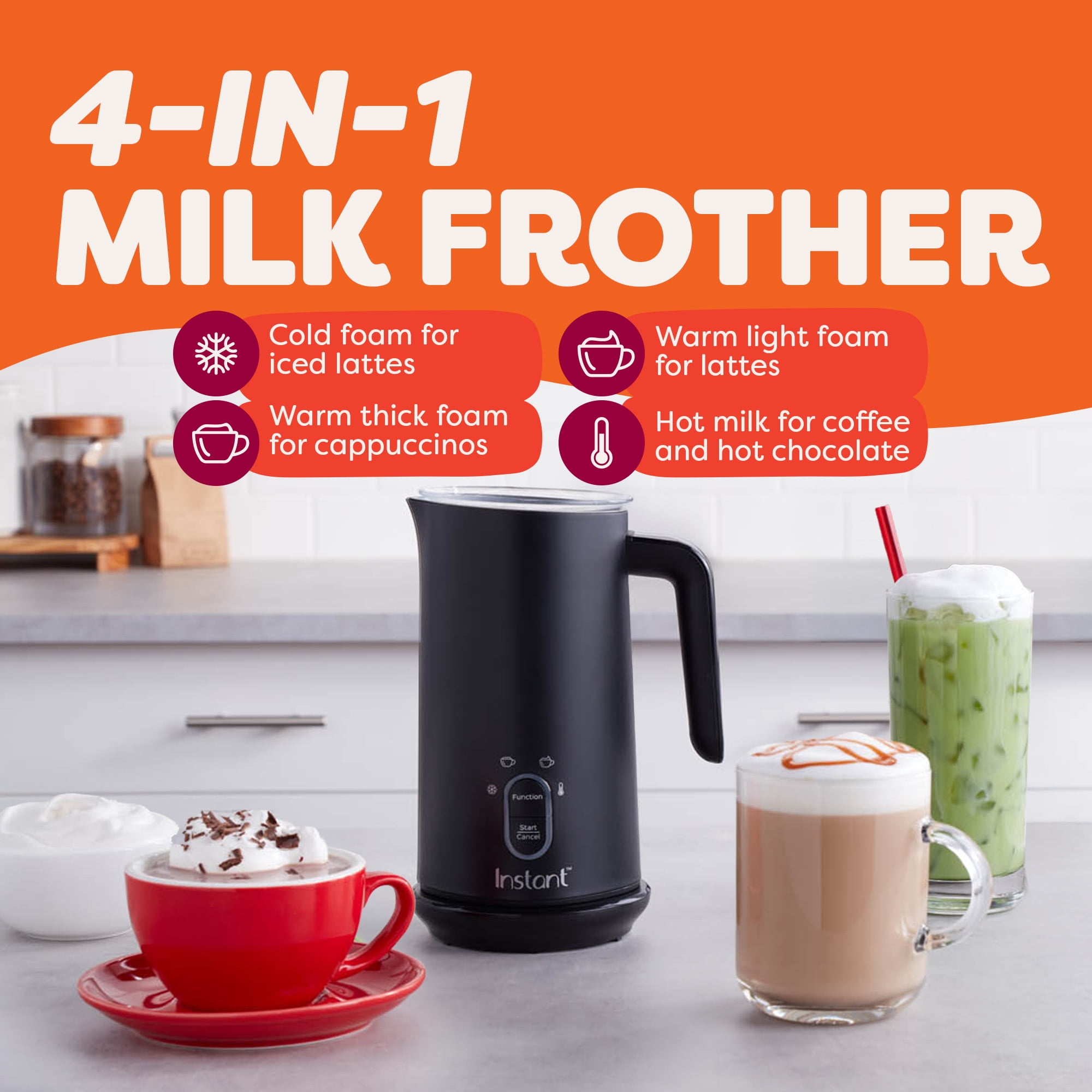 Instant 10oz 4-in-1 Electric Milk Frother, Foam Maker for Teas Instant 10oz 4-in-1 Electric Milk Frother, Foam Maker for Teas