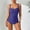 Blue, variant on Tummy Control Women Swim Suit One Piece Criss Cross Bathing Suit Full Coverage Low Back Womens Swimwear 3X