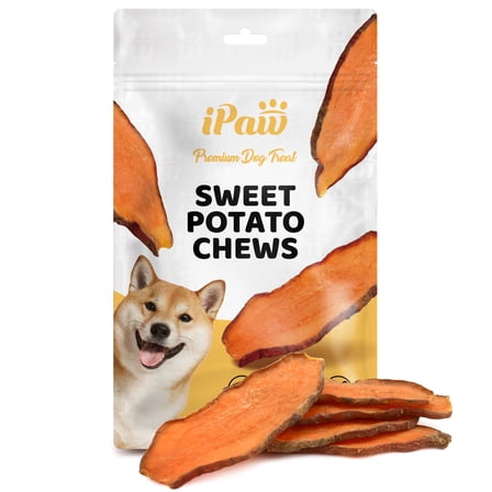 iPaw Dog Sweet Potato Chews, Single Ingredient Dog Treats for Vegetarian, All Natural Human Grade Puppy Chew, Rawhide Alternative, Hypoallergenic, Easy to Digest