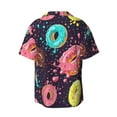 thumbnail image 2 of Balery Donuts1 Men's Casual Button Down Shirt Short Sleeve Textured Summer Cuban Beach Shirts-Small, 2 of 7