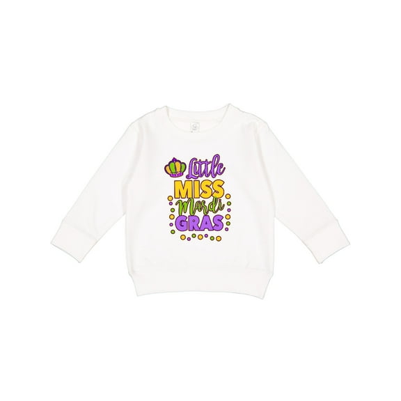 Inktastic Little Miss Mardi Gras with Crown and Dots Toddler Sweatshirt