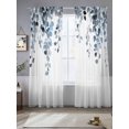 thumbnail image 3 of Blue Eucalyptus Leaves Semi Sheer Curtains 96 Inch Length 2 Panels Set, Summer Farmhouse Botanical Sheer Kitchen Curtain Privacy Voile Window Curtain for Living Room Bedroom Rod Pocket Drapes, 3 of 7
