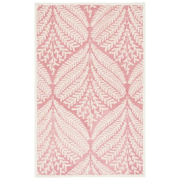 SAFAVIEH Capri Proinsias Leaves Wool Area Rug, Pink/Ivory, 3' x 5'
