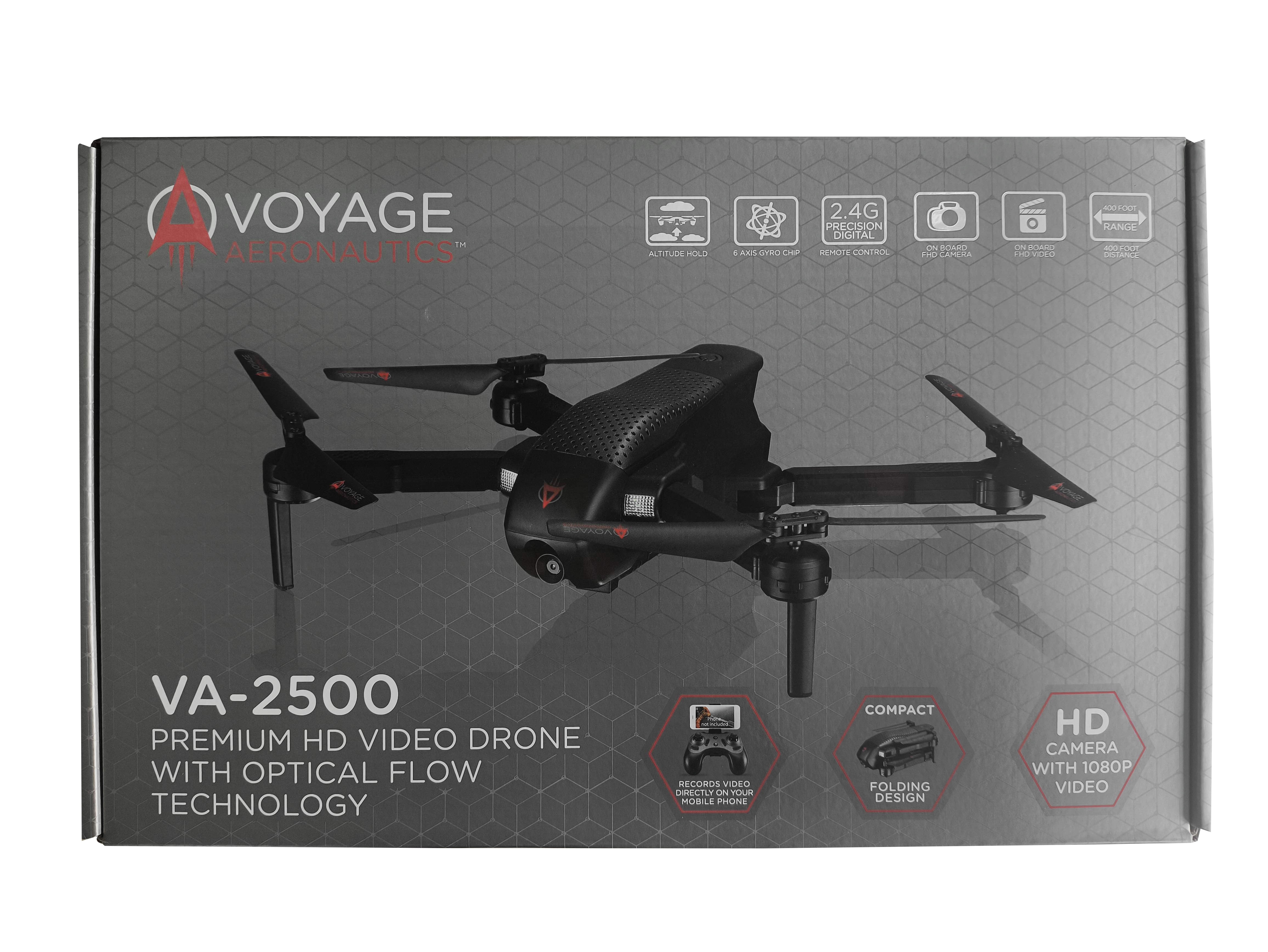 Voyage Aeronautics VA-2500 Premium HD Video Drone with Optical Flow Technology - Black, 14-Inch Wide