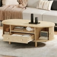 thumbnail image 1 of Noble House 39.3" Coffee Table,Walnut Finish with Drawer & Roll-Up Door,Open Storage Sofa Side Table,Natural Wood, 1 of 18