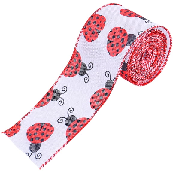 Wire Ribbon Ladybugs Ribbon Wreath,Decorative Ribbon for Wrapping,Florals Arrangements and DIY Crafting Supplies