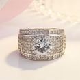 thumbnail image 4 of Anillo de lujo con diamantes en racimo para hombre Anillo de plata de lujo europeo y americano, anillo de platino blanco para hombre, tamaño ajustable, 4 of 6