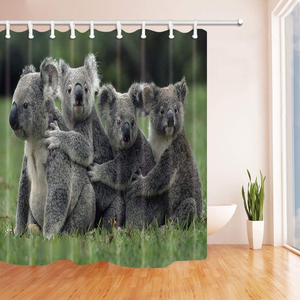WOPOP Safari Four Wild Animals Sloth Embrace Together Sit on Grass Against  Green Forest Polyester Fabric Bath Curtain, Bathroom Shower Curtain 66x72  inches 
