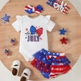 thumbnail image 2 of CAUYDY 4th Of July Toddler Girl Outfits Flag Print Short Sleeve Top Set Patriotic Clothes 3 6 9 12 18 24 Months 2T 3T 4T (Sizes 12-18 Months,White), 2 of 7