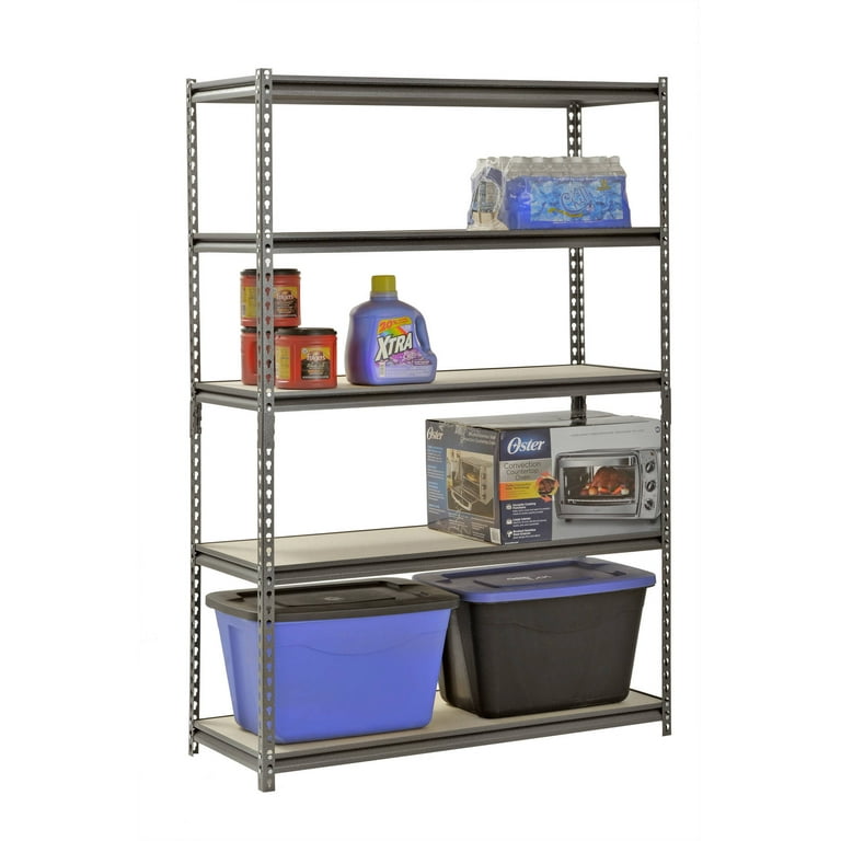 5 Shelf Adjustable Small Parts Heavy Duty Metal Storage Rack 48L