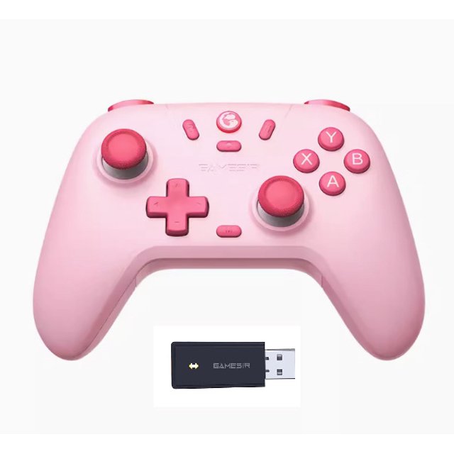GameSir Nova Lite Manette de Jeu Sans Fil avec Bluetooth, Dongle, Filaire pour Switch, Android, IOS, PC et Jeux Steam (Rose avec Récepteur)