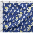 thumbnail image 2 of Soimoi Bird Printed, Cotton Satin Spandex, Sewing Fabric by The Yard 54 Inch Wide, Decorative Fabric for Dresses and Home Accents, Blue, 2 of 5