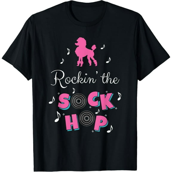 Sock Hop Costume Shirt Girls Women Pink Poodle T-Shirt