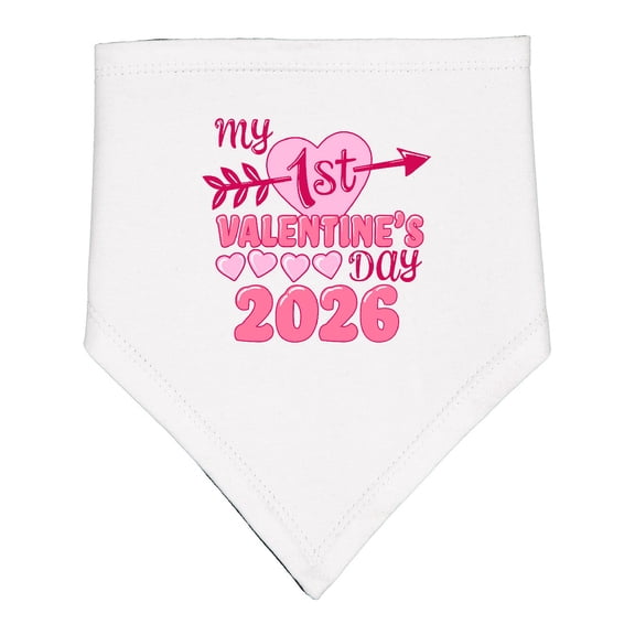 Inktastic My First Valentine 2026 Heart and Arrow Baby Bandana Bib