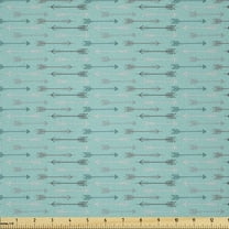 Ambesonne Teal Fabric by the Yard Microfiber, Vintage Arrows Colorful, 5 Yards, Turquoise Grey White