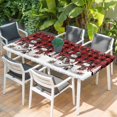 thumbnail image 2 of Red Plaid Christmas Table Cloths for 3 Foot Rectangle Tables, Snowman Snowflake Winter Birds Patio Waterproof Elastic Fitted Tablecloths, Washable Rectangular Table Cover for Camping, 2 of 8