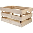 thumbnail image 1 of HAMPPLIES Wood Crate Box Rustic Basket Natural Wood 1Pack for Blanket Storage, 1 of 6