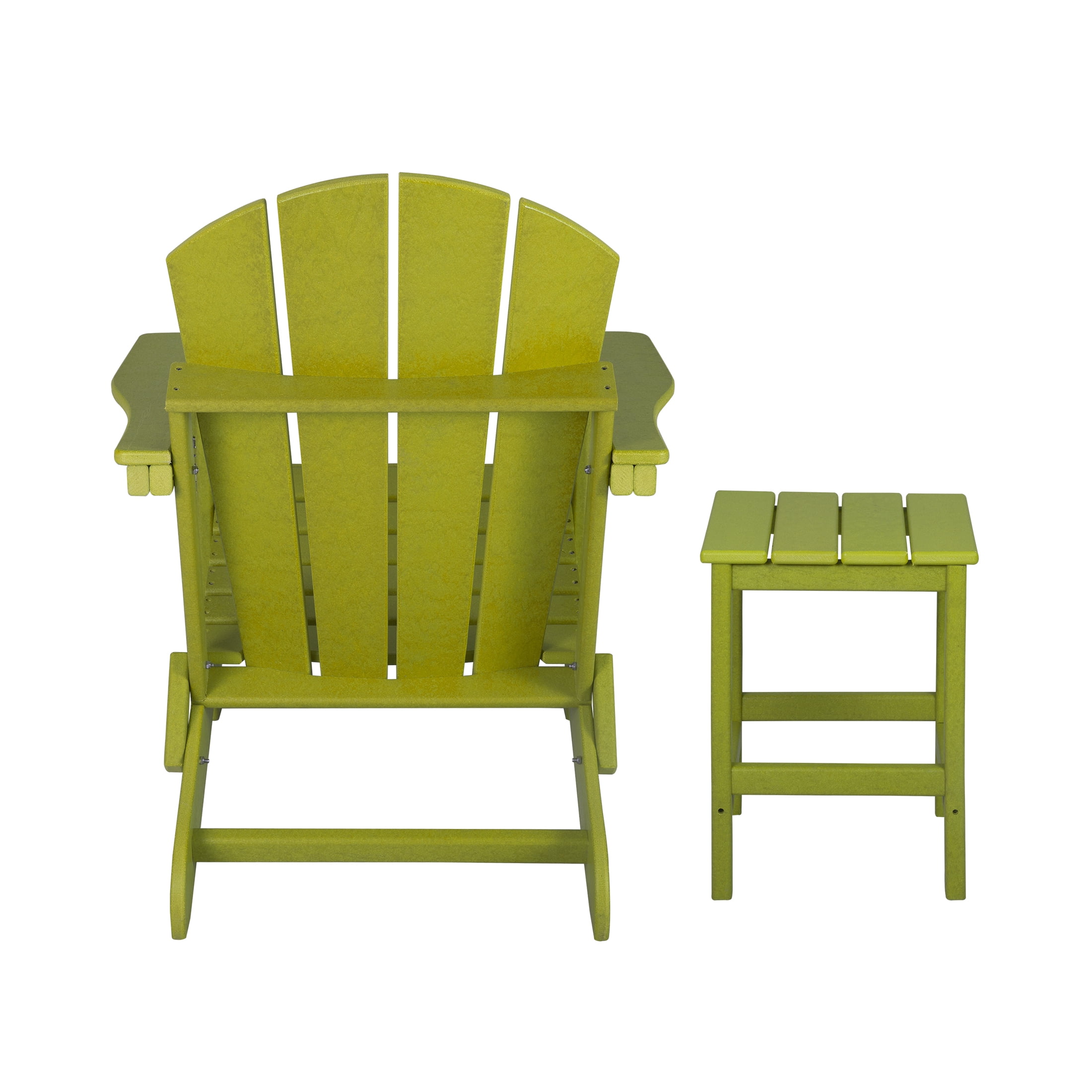 Adirondack Chair with Square Side Table Included for Outdoor Patio Garden Porch Seating, Lime