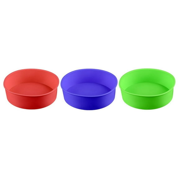 Omeite Silicone Baking Tools Silicone Cake Mold Silicone Round Cake Baking Pan (17CM Random Color) 3pcs