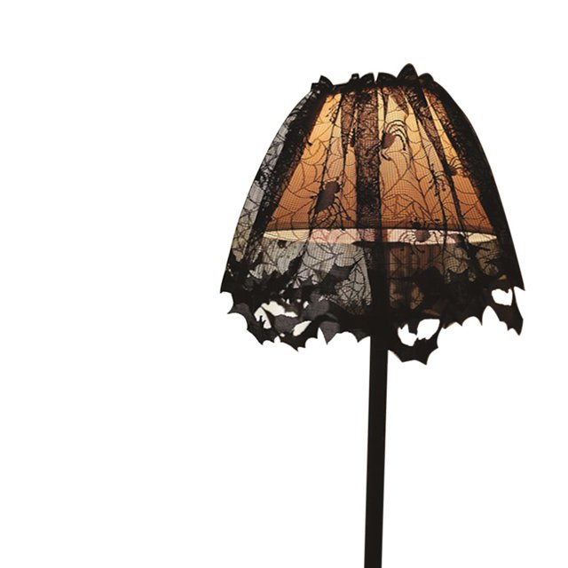Riforla Halloween Rideau Tricoté Cache-Lampe Noir Araignée Chauve-Souris Rideau en Dentelle Multicolore Taille Unique