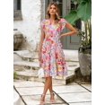 thumbnail image 2 of Vestido de verano casual a media pierna con cuello en V y estampado floral Glamaker, 2 of 4