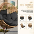 thumbnail image 2 of Walsunny Egg Chairs Outdoor Patio Wicker Oversized Egg Shell Lounger Lawn Chair with Cushion for Indoor Outside Porch Balcony Backyard, Original Wood Color Rattan Gray Cushion, 2 of 8