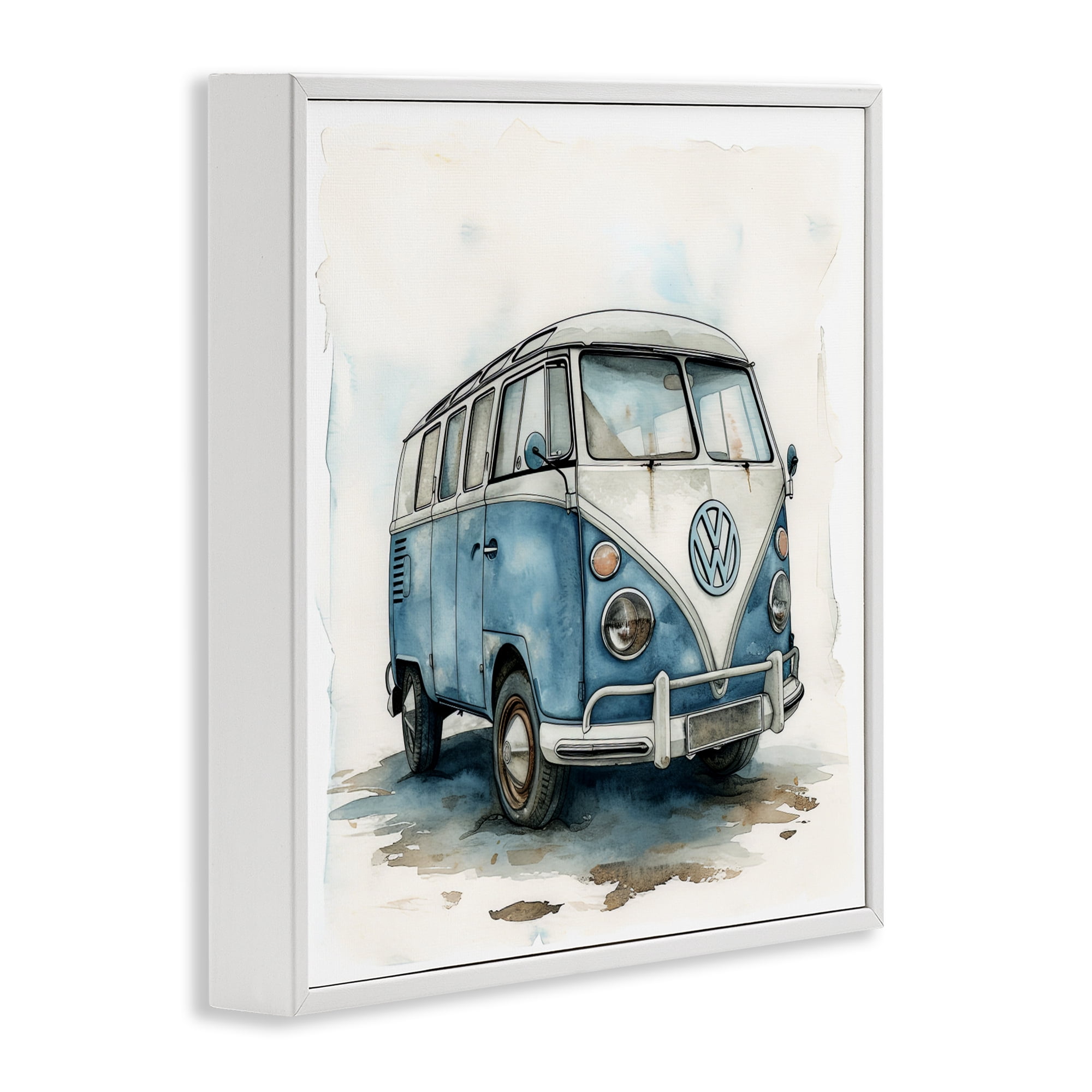 Stupell Industries Sky Blue Surf Van White Framed Giclee Art, design by Ray Powers