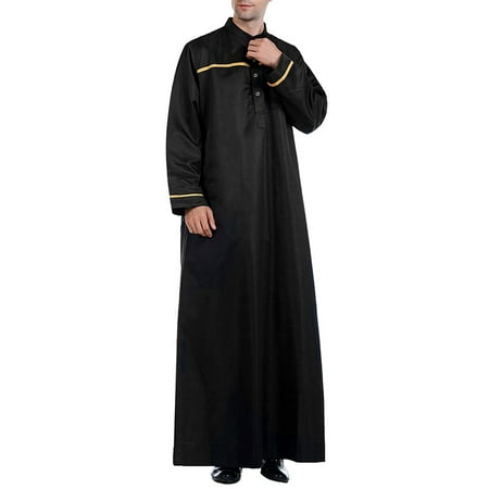 INCERUN Mens Muslim Saudi Arab Jubba Thobe Robe Dishdasha Islamic Thawb ...