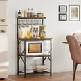 thumbnail image 2 of Kitchen Bakers Rack with Hutch, Coffee Bar Station 4 Tiers, Microwave Oven Stand with 6 S Hooks and Pegboard, Kitchen Microwave Rack for Spice Organizer Workstation, Black, 2 of 9