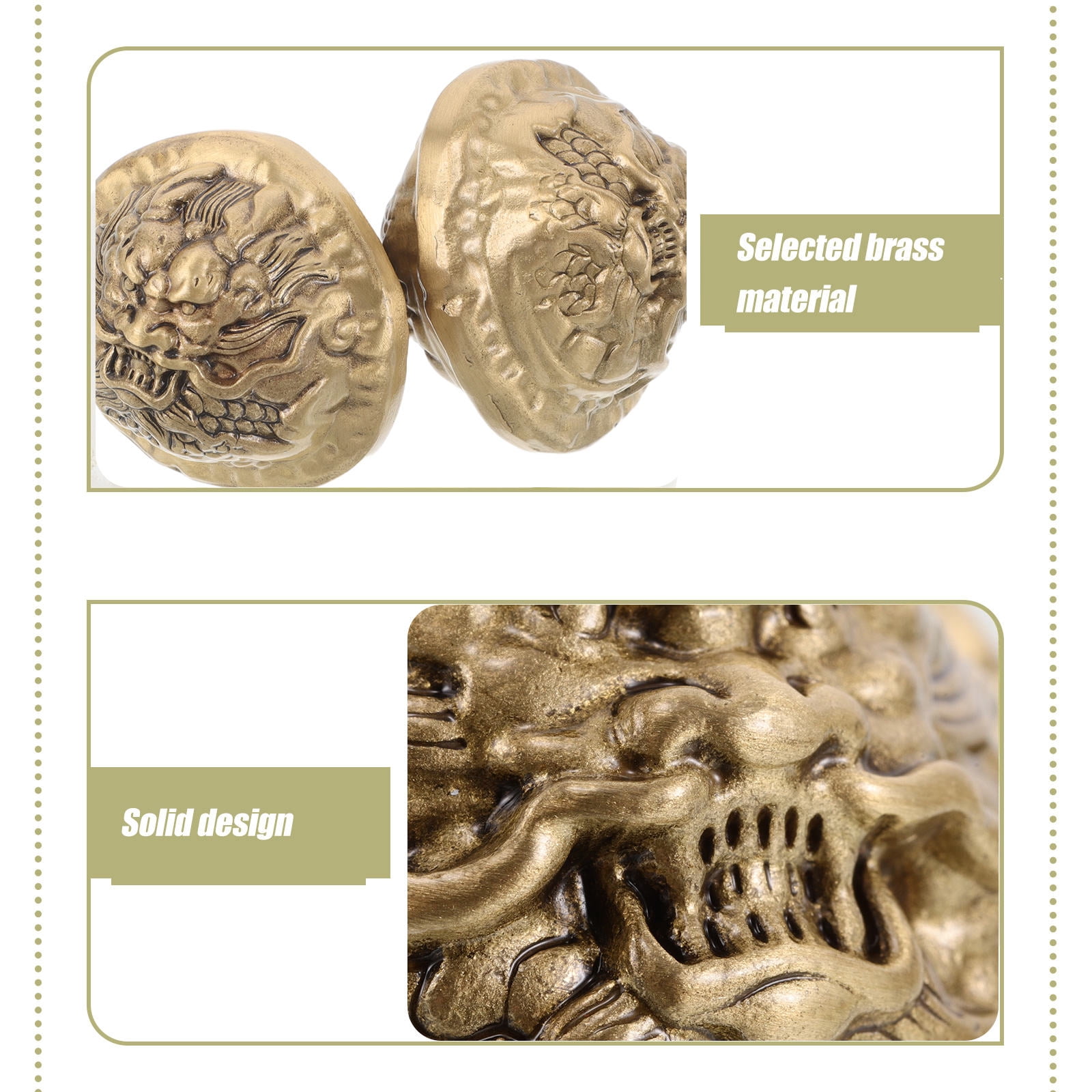 RENACLIPY 2Pcs Heavy Duty Wrist Strengthener Brass Walnut Fitness Hand Balls for Elderly with Durable Artistic Design