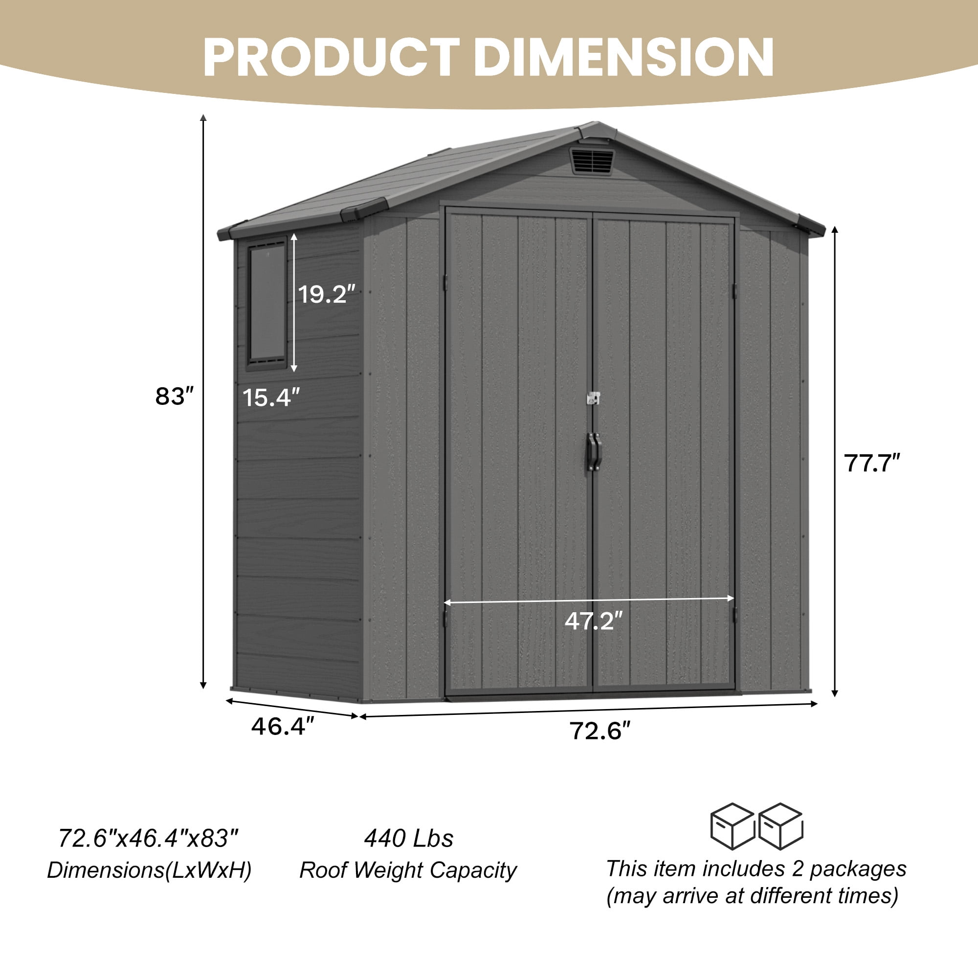 Homall 6x4ft Outdoor Plastic Storage Shed with Window,Weather-Resistant, Easy Assembly, Wood-Effect Garden Tool House,Dark Gray