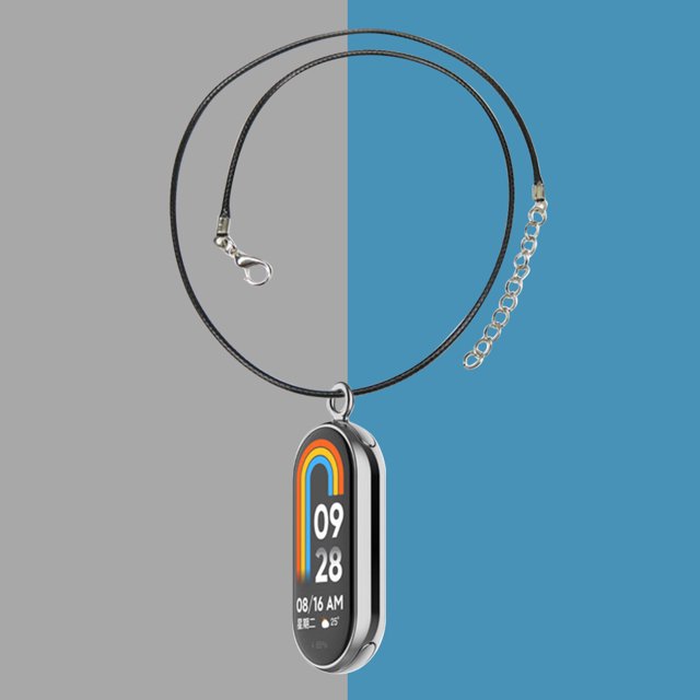Adaptador De Pulsera Conectores de correa de reloj de metal para Xiaomi Mi Band 8 (2 piezas de plata con cuerda)