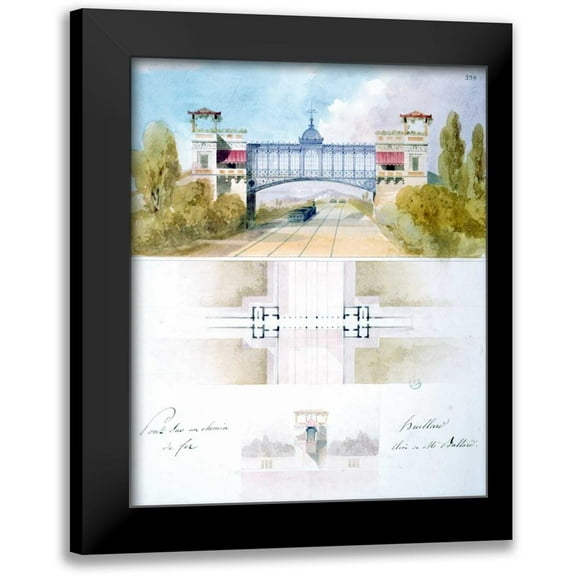 Huillard, Charles-August 12x14 Black Modern Framed Museum Art Print Titled - Railway Bridge