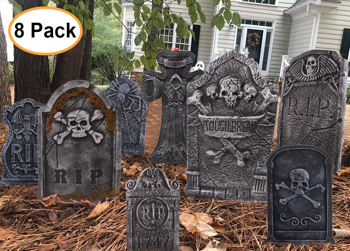 Details about   4 Different 16" Halloween Foam Tombstones Yard Decorations Graveyard Props 