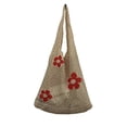 thumbnail image 1 of Bolso de mano de ganchillo para mujer, bolso de playa turístico, bolso Hobo estético, bolso de mano tejido de gran capacidad Rojo Verde, 1 of 5