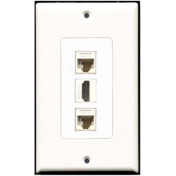 Ultra Spec Cables 1 Port HDMI 2 Cat6 Ethernet Wall Plate w/Female/Female Jacks