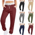 thumbnail image 2 of ctdiral Womens Sweatpants High Waisted Drawstring Baggy Joggers Solid Color Y2k Athletic Sweatpants Fall Thin Fleece Lounge Trousers with Pockets Khaki XXL, 2 of 6