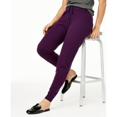 Charter Club Women's Petite Cashmere Jogger Pants Purple Size Medium