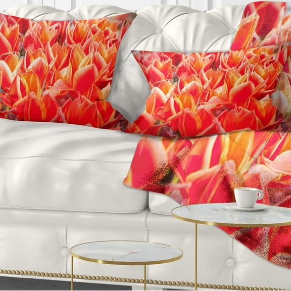 Designart Tulip Flowers in the Keukenhof Park - Floral Throw Pillow - 12x20
