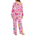 thumbnail image 4 of Renewold Valentine's Day Pajama Set for Women Soft Comfy Jogger Yoga Sweatsuit Sleepwear Size 4XL 2 Pieces Colorful Hearts Daily Wear Pjs Button Lounge Wear, 4 of 6
